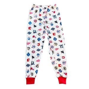 NHL Official Vintage Kids Hockey Logo White 100% Cotton Pajama Pants Size 14/16